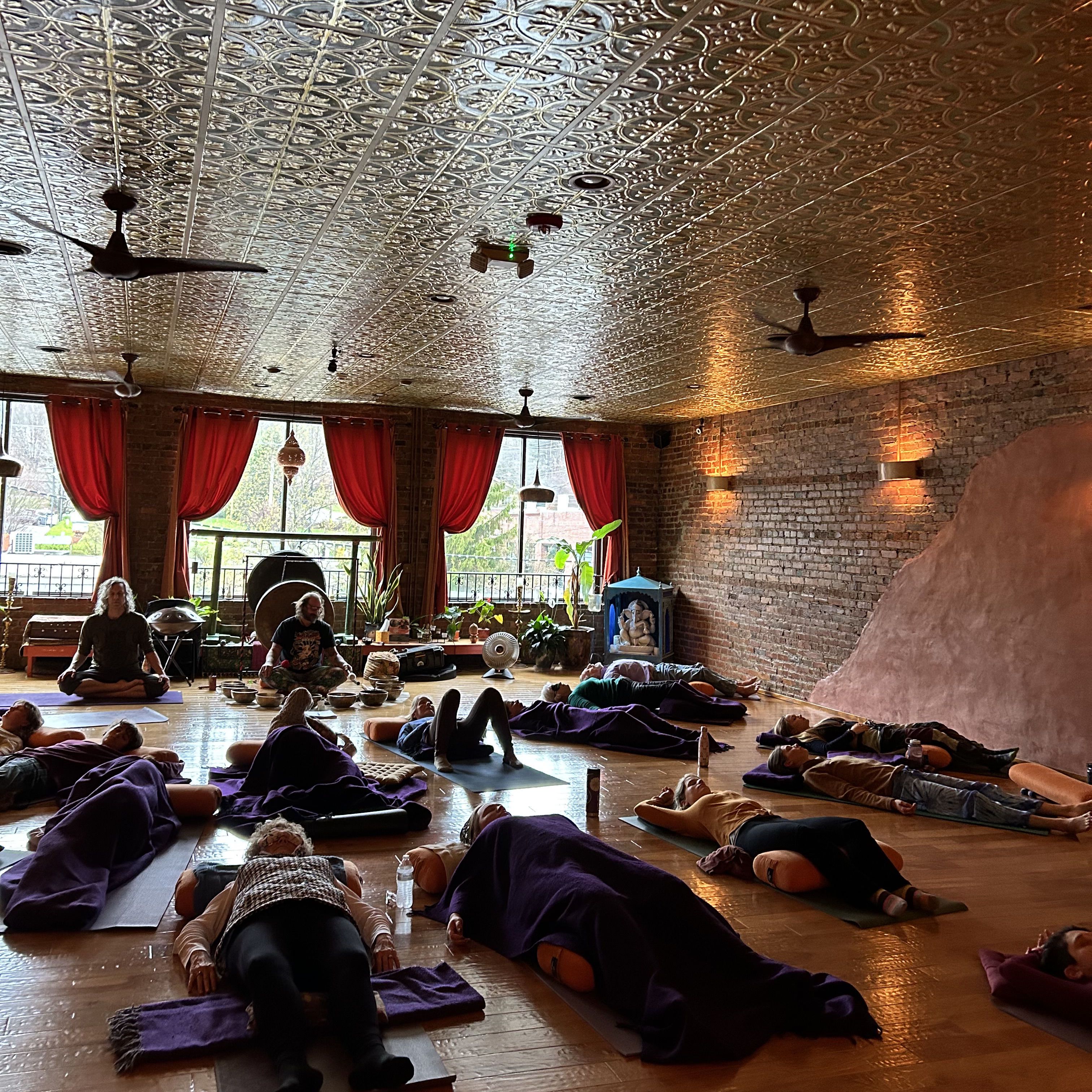 sound bath group resting