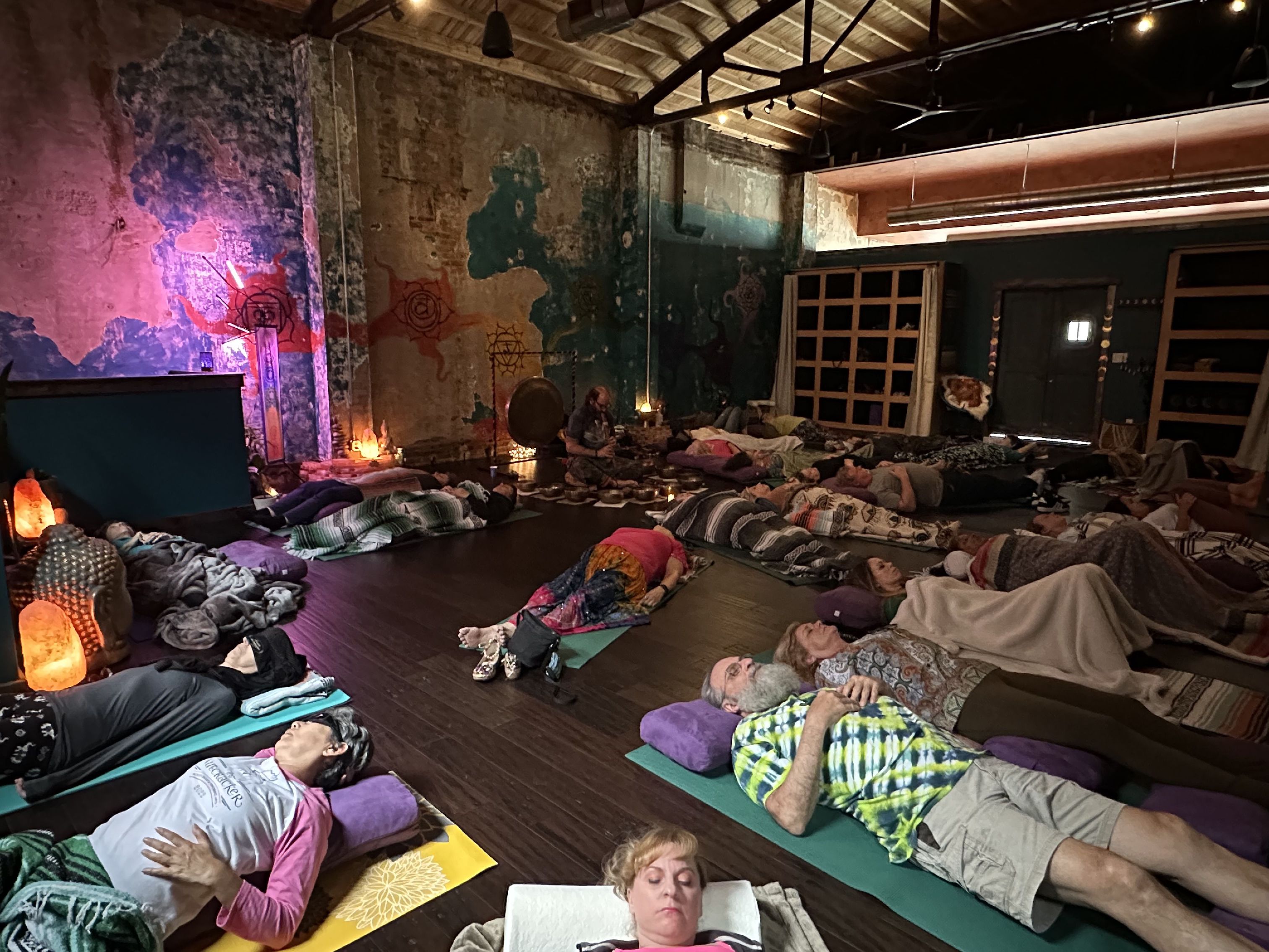 sound bath group resting wide