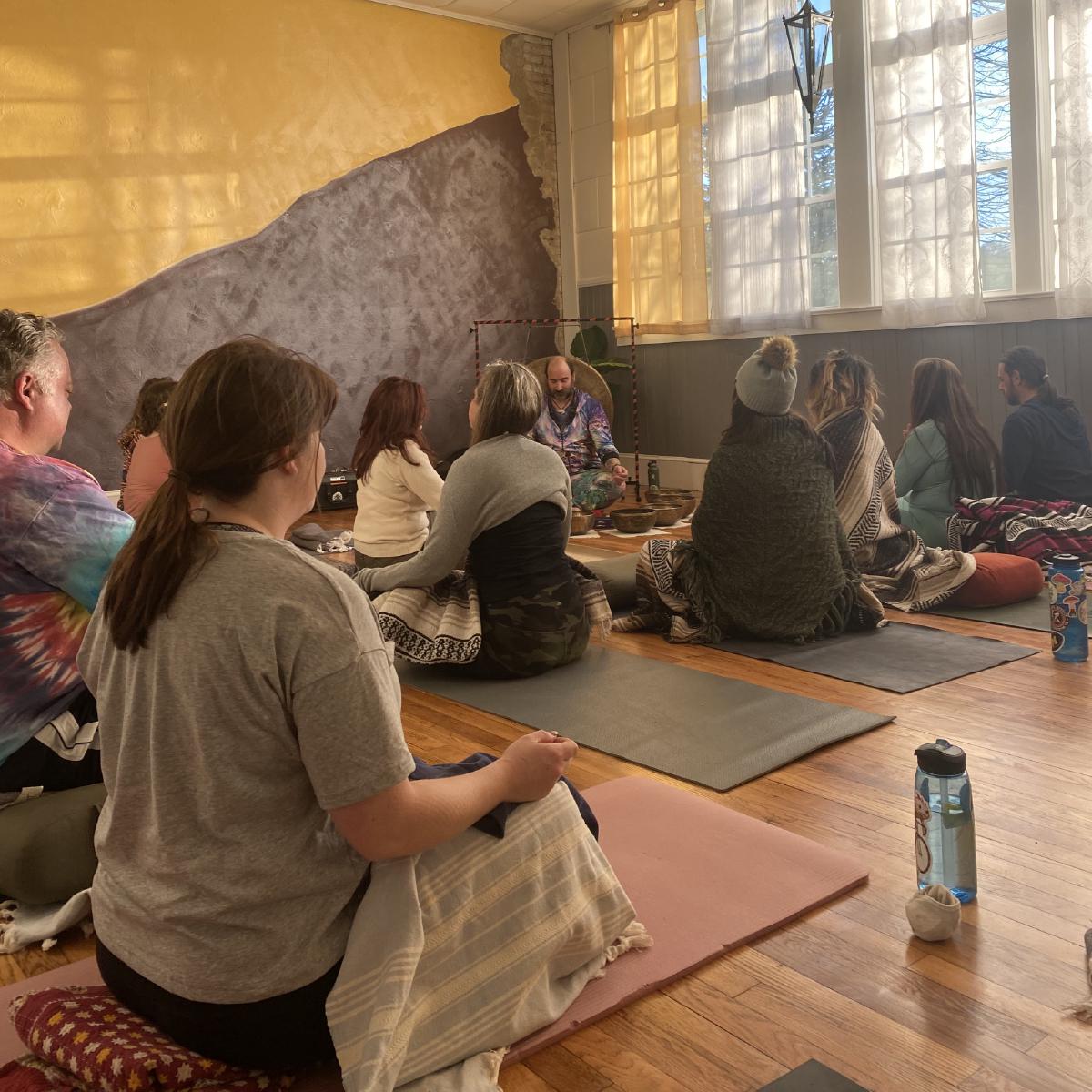 Group meditating